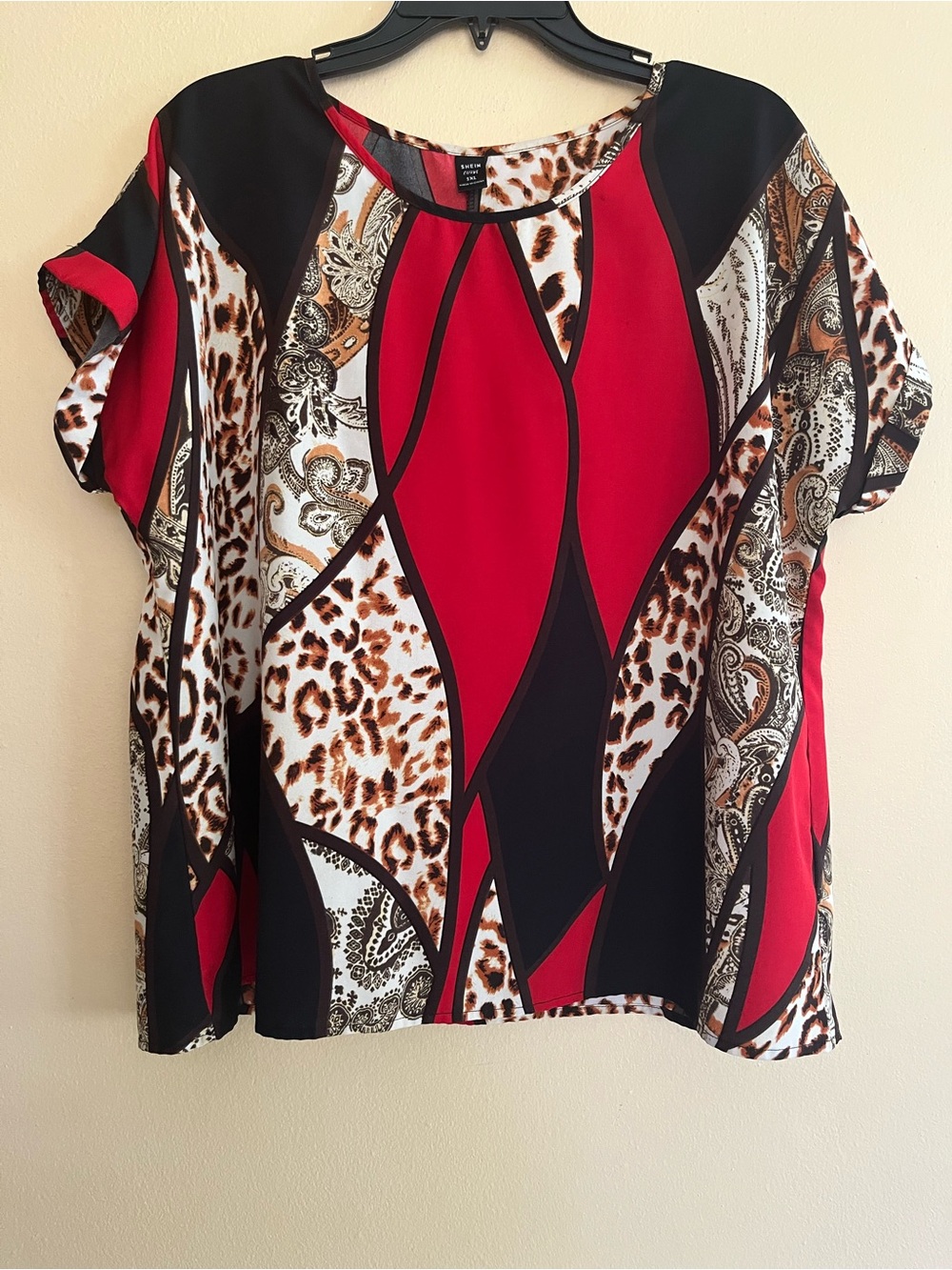 Shein Curve Plus Size Leopard Paisley Blouse 1XL